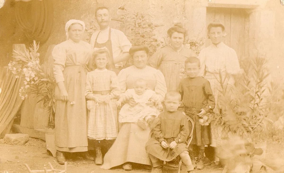 Old family photo before restoration