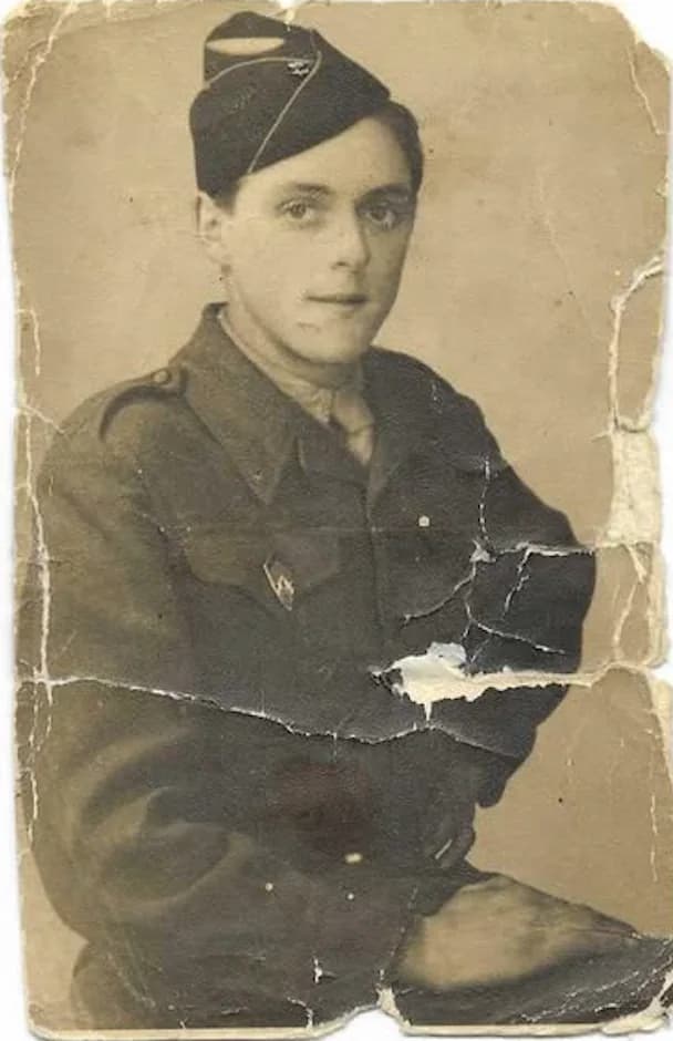 Torn old portrait before restoration
