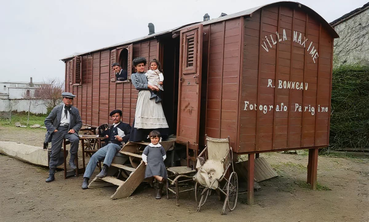 Old wagon scene after AI restoration